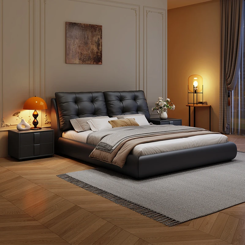 AK190#意式简约软包风格皮艺大床1.8米双人床1.5米储物婚床现代床