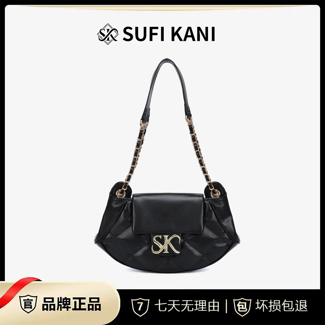 SUFI KANI 新款时尚高级感轻奢百搭单肩斜挎包9037#-黑色