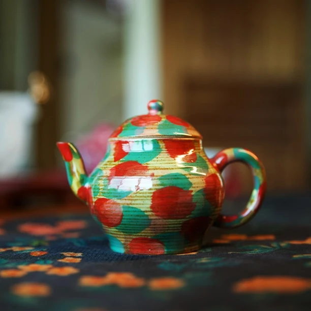 复古七彩窑变茶壶家用中式复古带过滤泡茶壶不烫手小茶壶功夫茶具