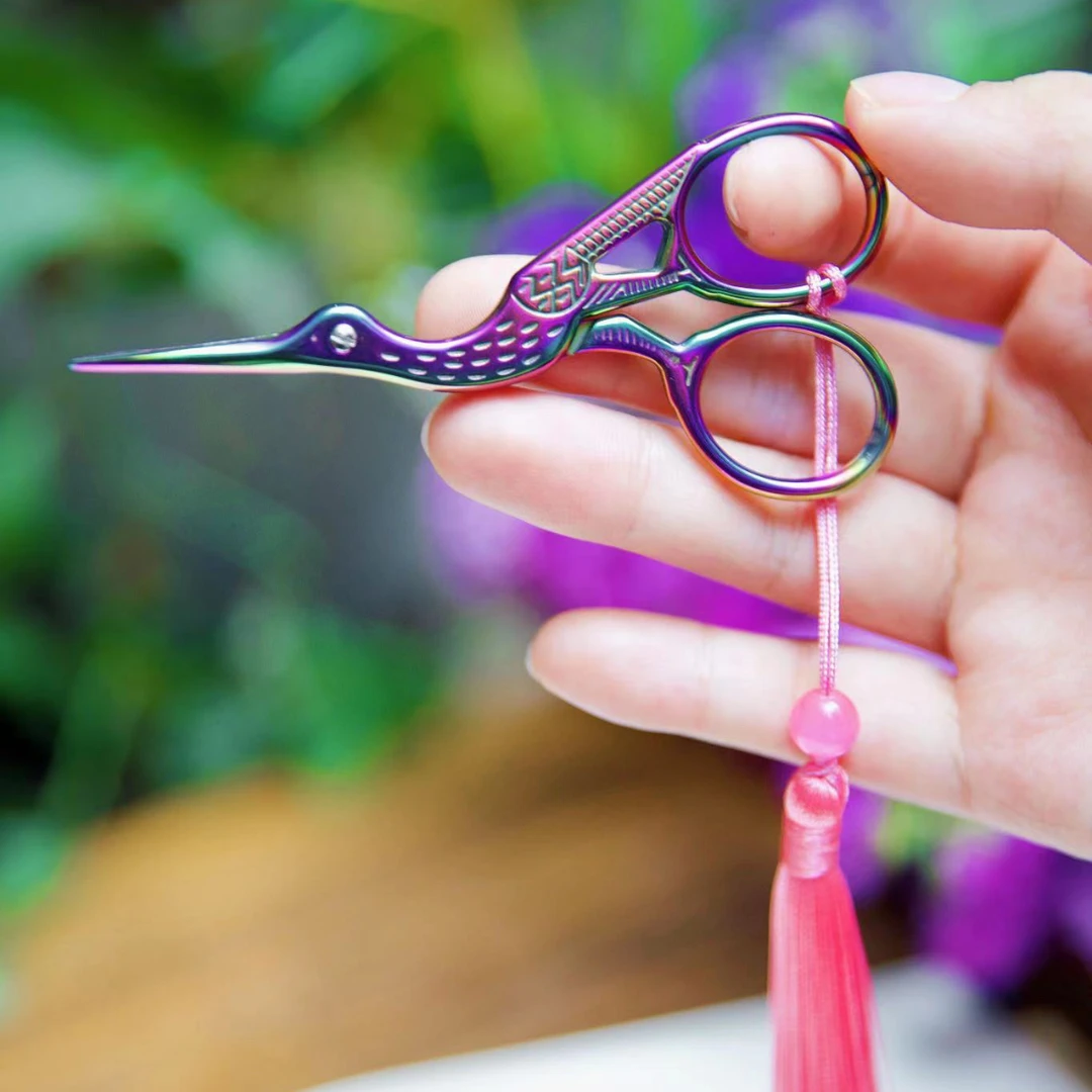 茶道小剪刀复古仙鹤型茶叶包装袋剪家用茶具剪子十字绣剪茶艺剪刀