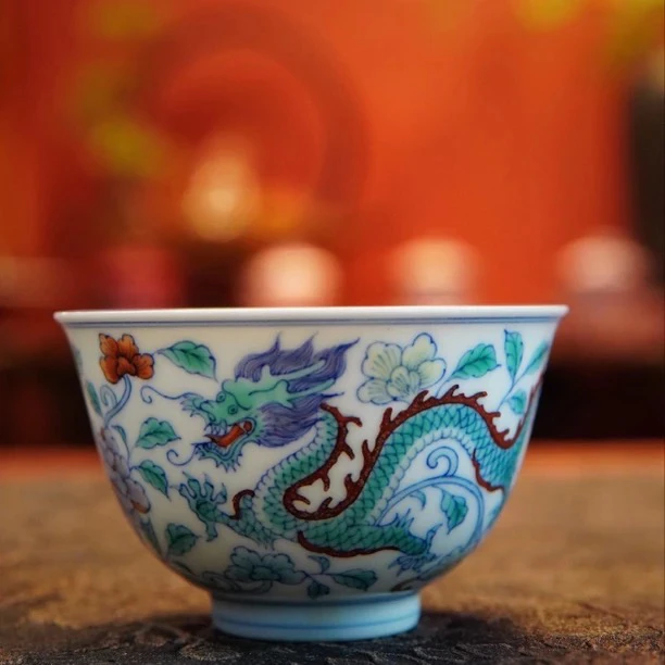 景德镇青花斗彩纯手绘龙凤茶杯主人杯陶瓷家用品茗杯功夫茶具