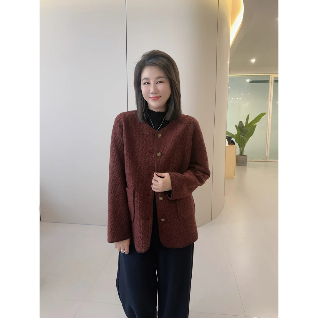 微胖女装【情迷曼哈顿】香风绵羊毛外套秋季厚款百搭秋冬宽松20516