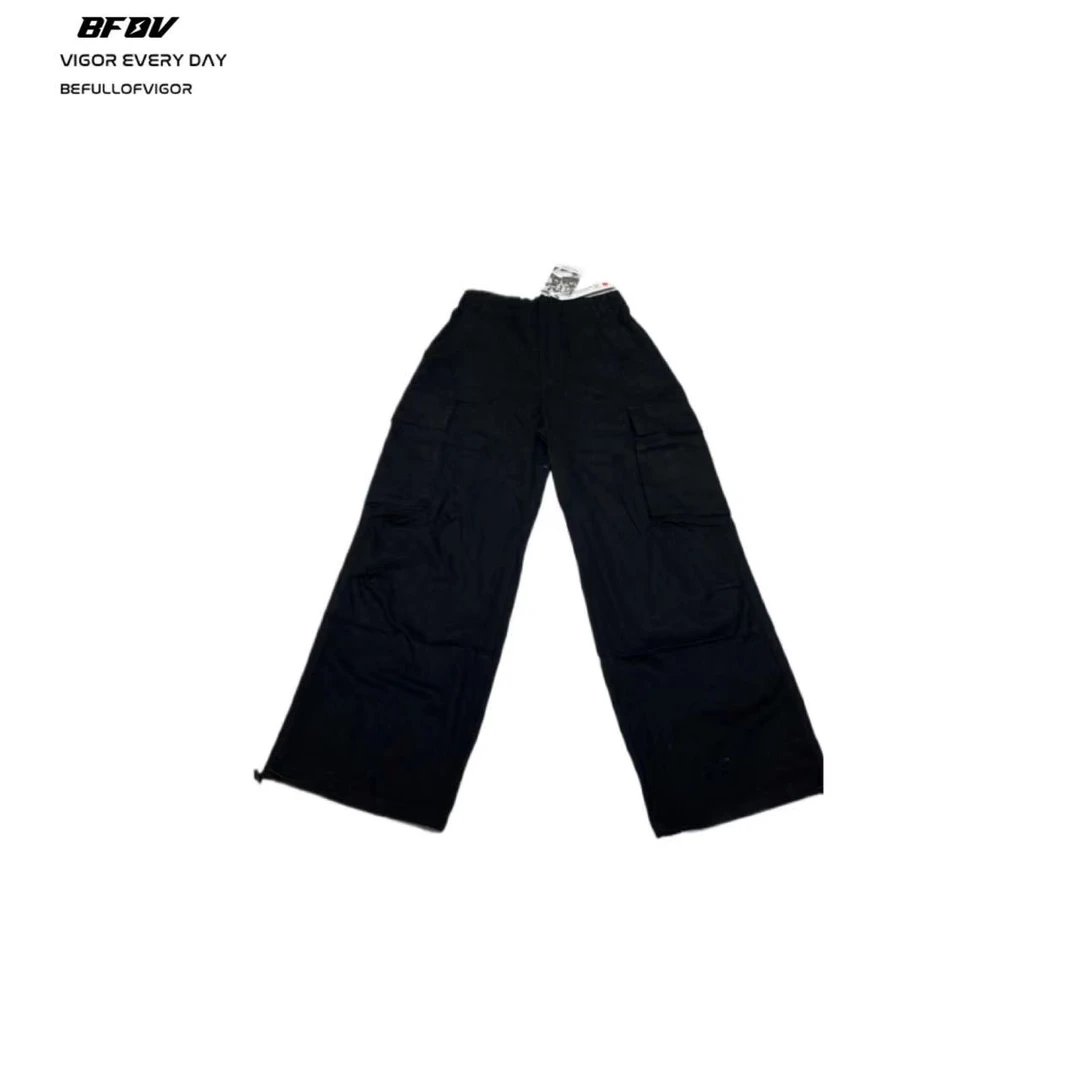 BFOV 美式复古直筒黑色工装裤