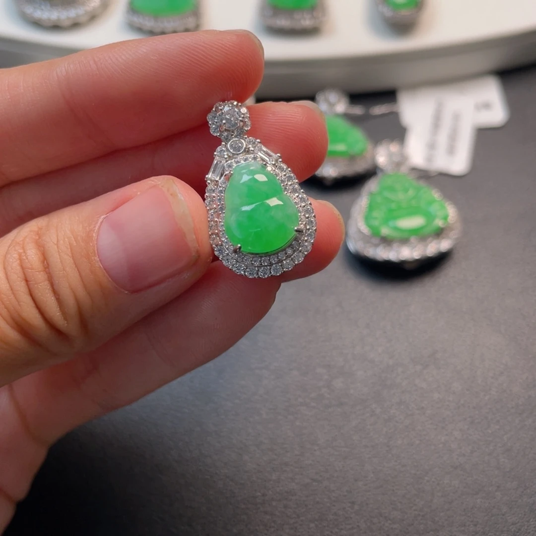 翡翠吊坠(不含链)银S925镶嵌