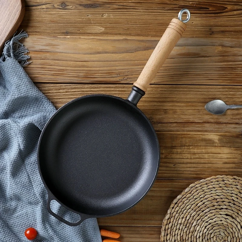 【达】加厚铸铁煎锅平底锅家用无涂层烙饼锅手抓饼锅煎饼果子锅