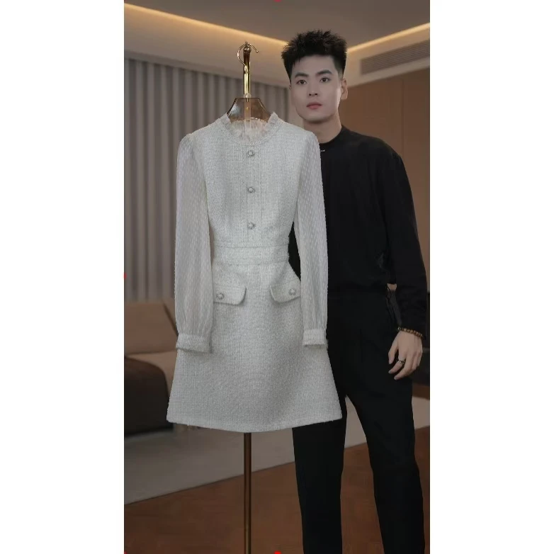 【蒂纳公主轻奢定制】5789品牌秋冬新款长袖女装气质显瘦连衣裙