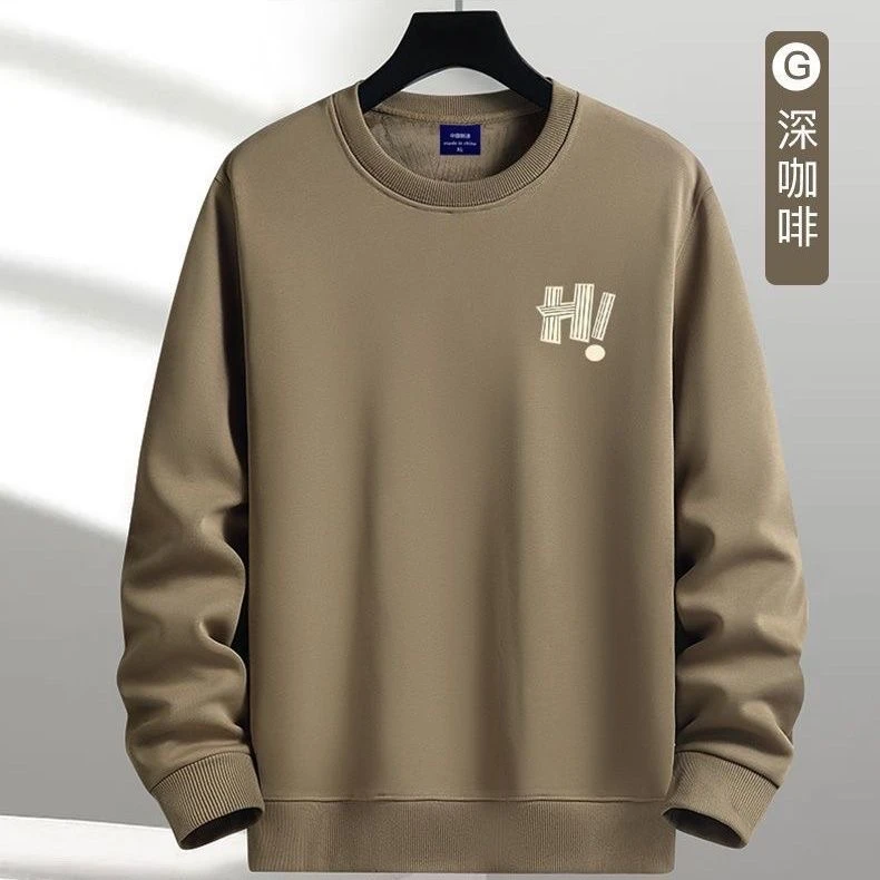 秋冬新款加绒加厚圆领卫衣男保暖潮流青少年学生高中生长袖t恤