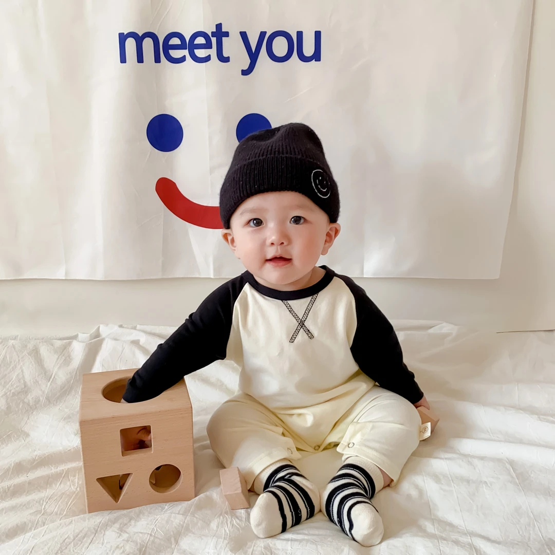 婴儿韩式哈衣连体衣服春秋季天款装网红百天宝宝可爱超萌洋气外出