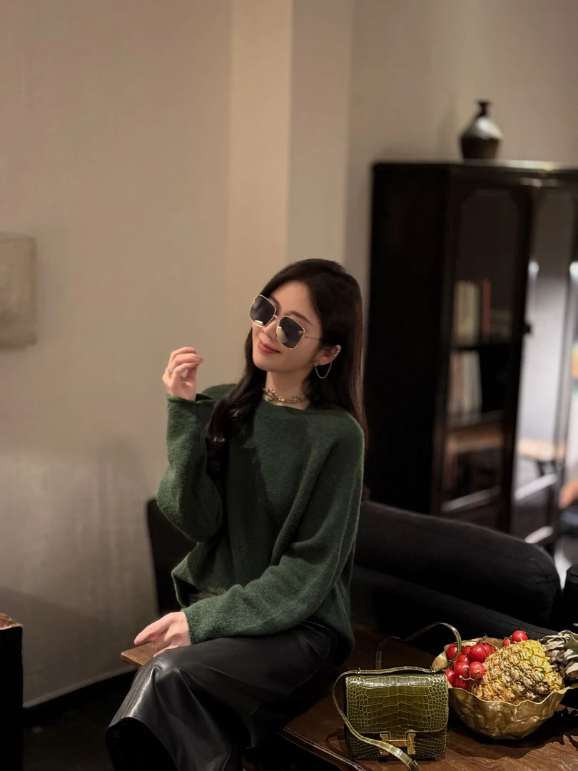 syna苔藓绿舒适慵懒感针织衫