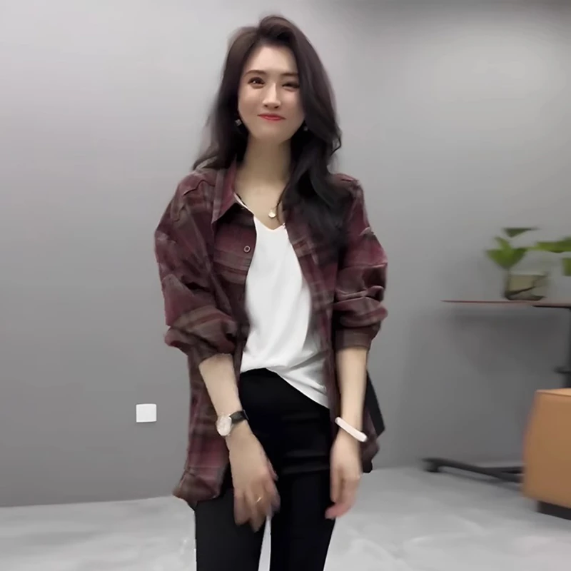 韩版休闲格子衬衫女2025春季新款洋气超好看潮流显瘦减龄百搭外套
