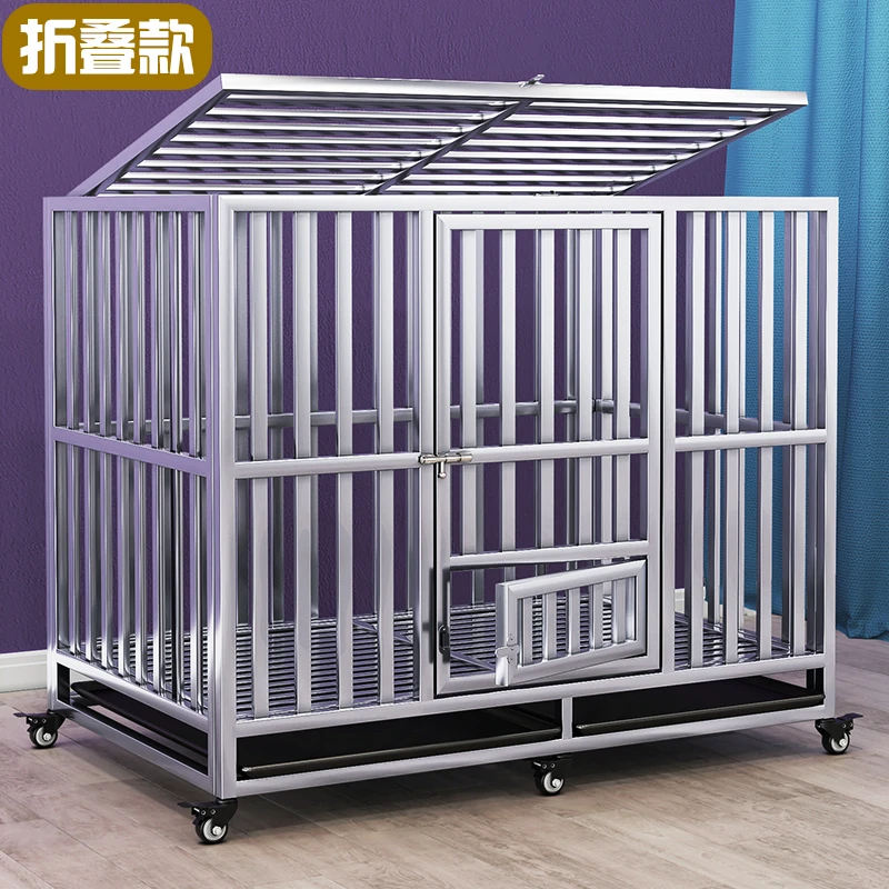 折叠款-不锈钢全方管狗笼中大型犬金毛拉布拉多狗屋别墅养宠装备
