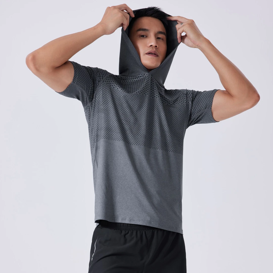 健身速干连帽薄款宽松运动上衣夏季透气跑步吸汗排汗户外轻薄男装