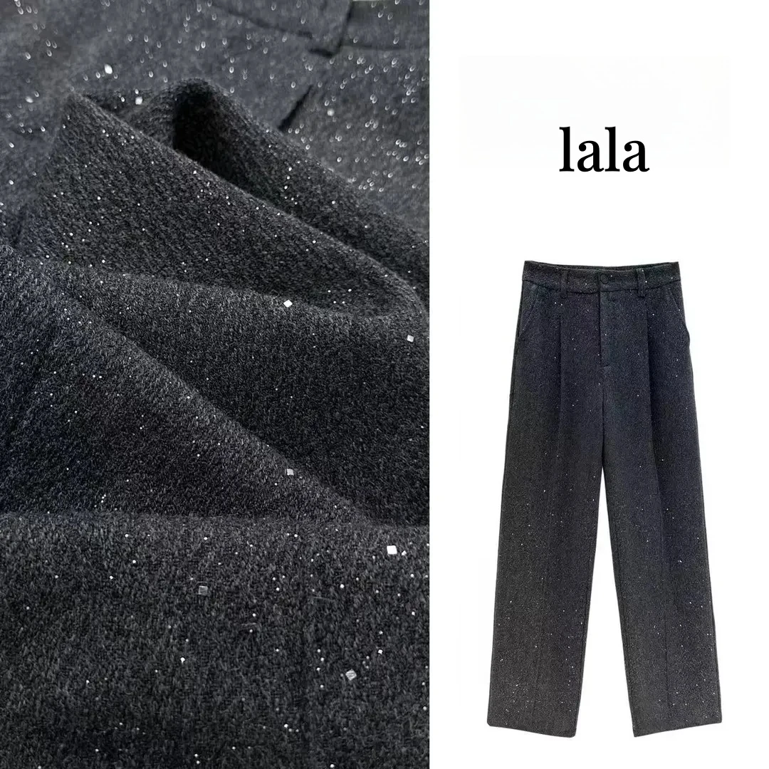 X4 轻奢重工休闲直筒羊毛裤【银河之约】新款百搭8130