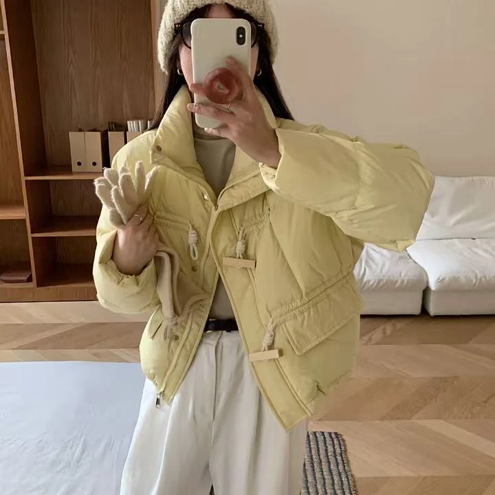 【爆款】糖果色方扣国标白鸭绒小个子短款宽松秋冬加厚羽绒服女款