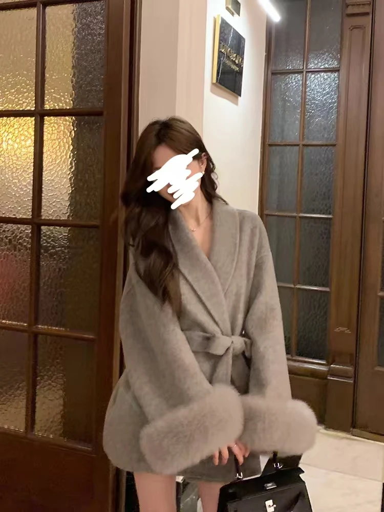 新款毛呢秋冬新款气质夹棉毛呢大衣（5033）