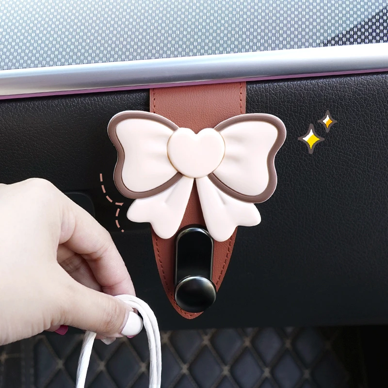 汽车挂钩拼色蝴蝶结可爱女生装饰前排副驾驶手套箱可隐藏车用挂钩