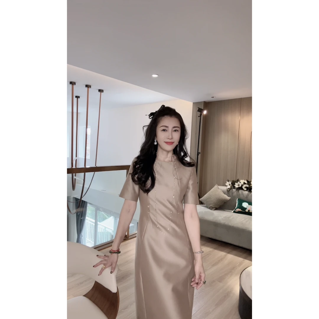 VV&AA 【时光】时尚气质高级感法式优雅风短袖连衣裙  T572