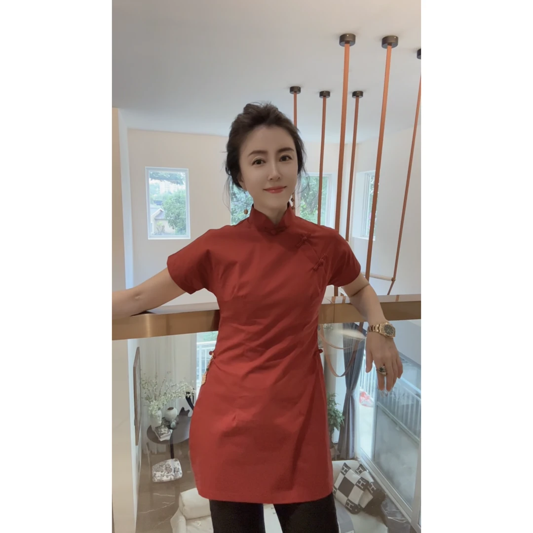 VV&AA 梵音 春夏新款中式设计感小众复古旗袍衫 D2521