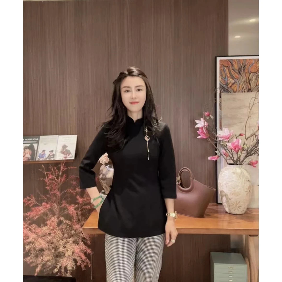 VV&AA  雨寒  春秋新款设计感中式国风立领长衫 D25103