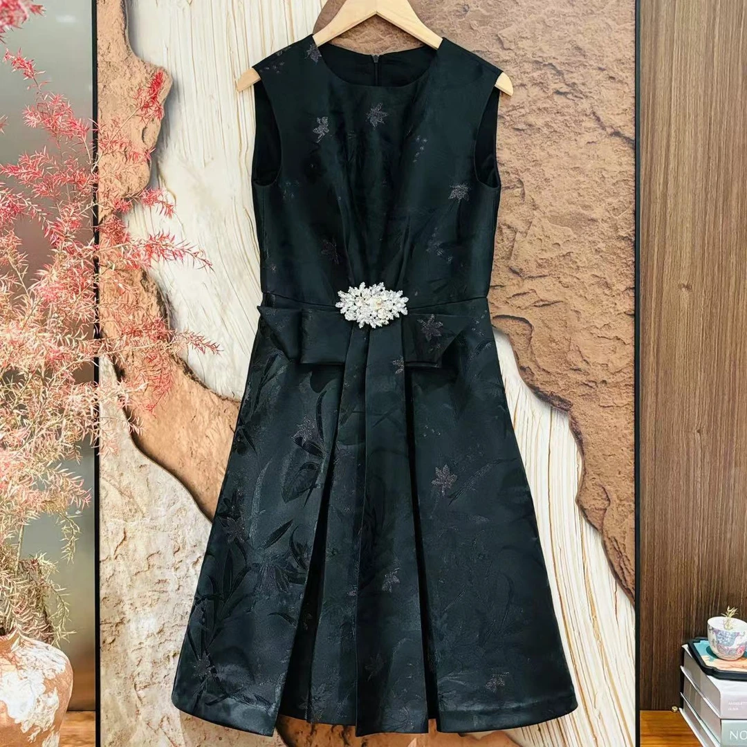 VV&AA   沧山映水   夏季优雅气质时尚高端轻奢收腰连衣裙  T633