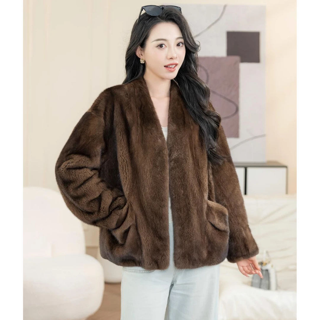 北欧传奇进口短二母貂紫标慵懒格调水貂外套女（YJYX-23031）