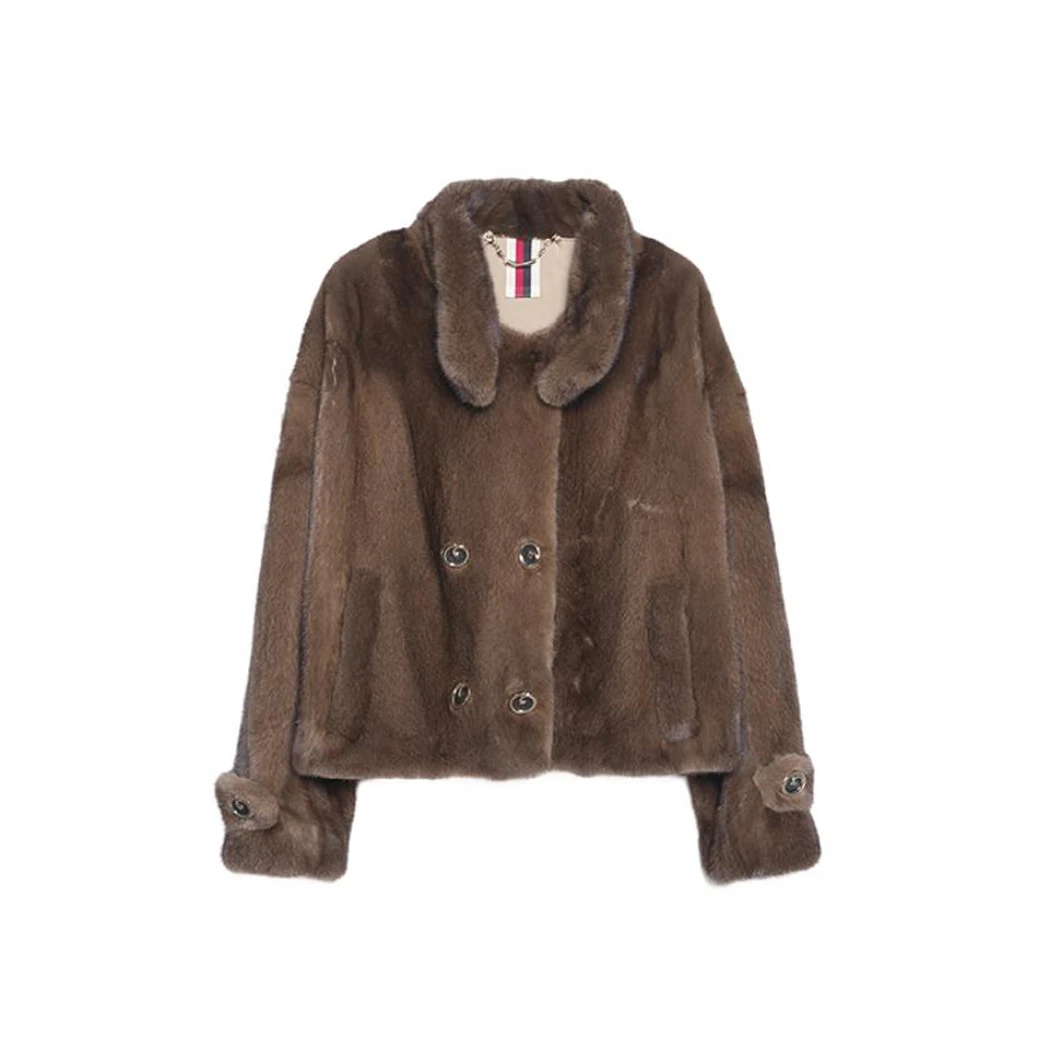 北欧传奇进口短二母貂紫标邂逅美拉德咖啡色水貂外套2802