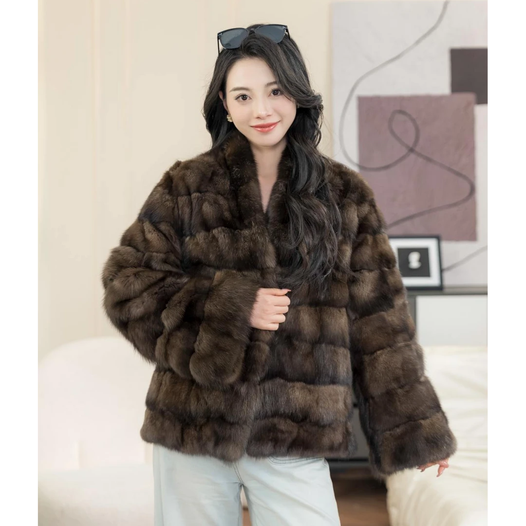 北欧传奇进口短二母貂紫标漫天星辰水貂外套女（K-ZD1088）