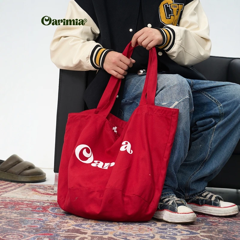Oarimia日系复古休闲超能装大容量托特包通勤20安厚实帆布包男女