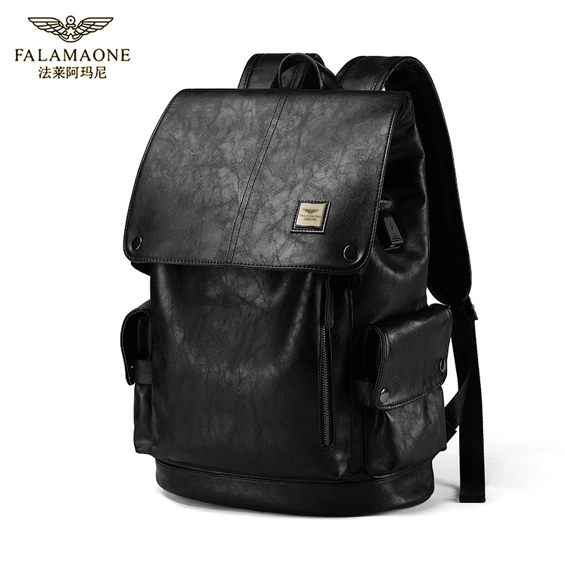 法莱阿玛尼正品新款男款双肩背包电脑包轻奢旅行出差时尚真皮书包