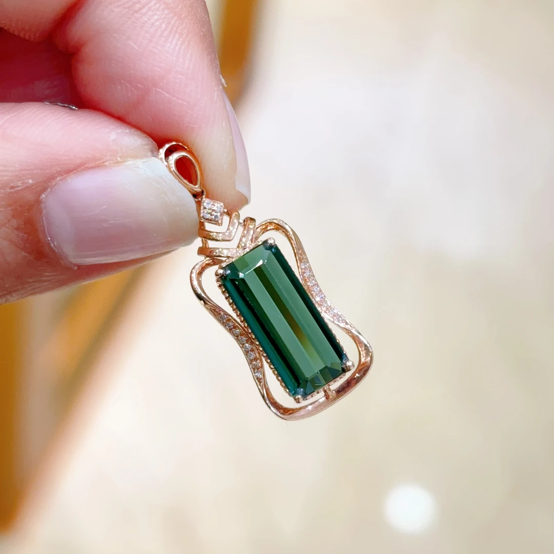 2.17ct 18k金镶嵌碧玺吊坠 1880