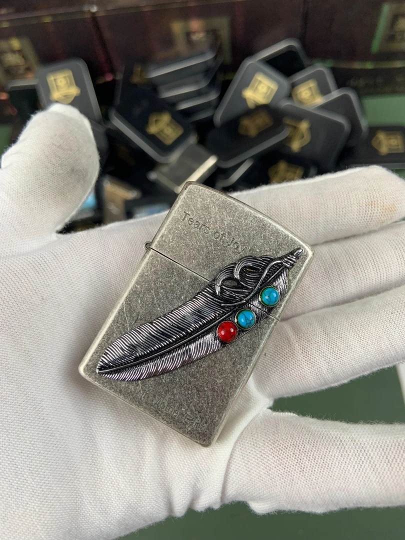 Z9667C松石羽毛古银滚花打火机A29