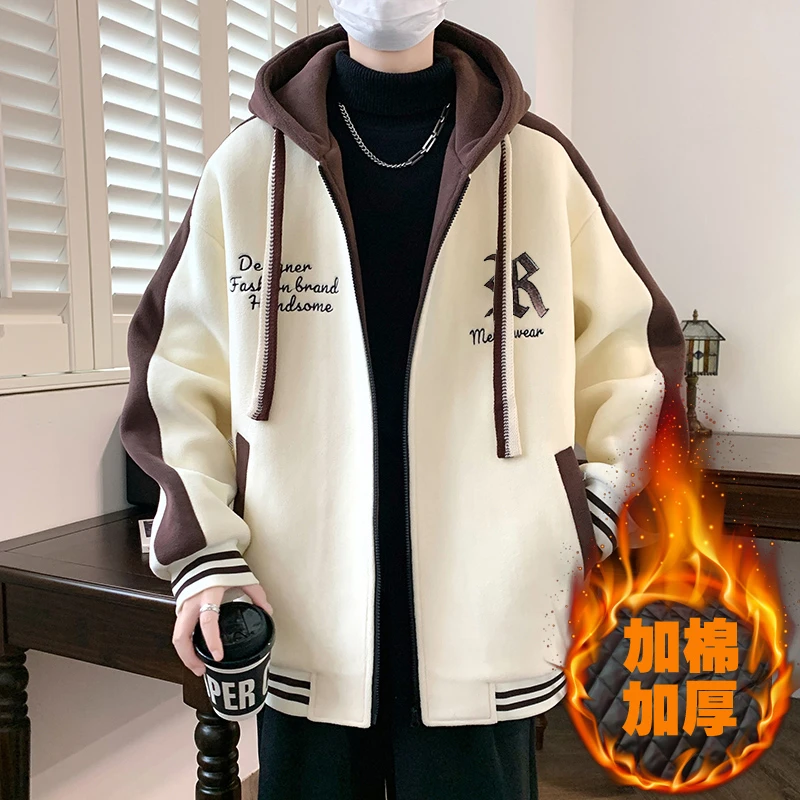 外套男孩初高中学生帅气冬季加棉加厚棒球服夹克青少年大童男装