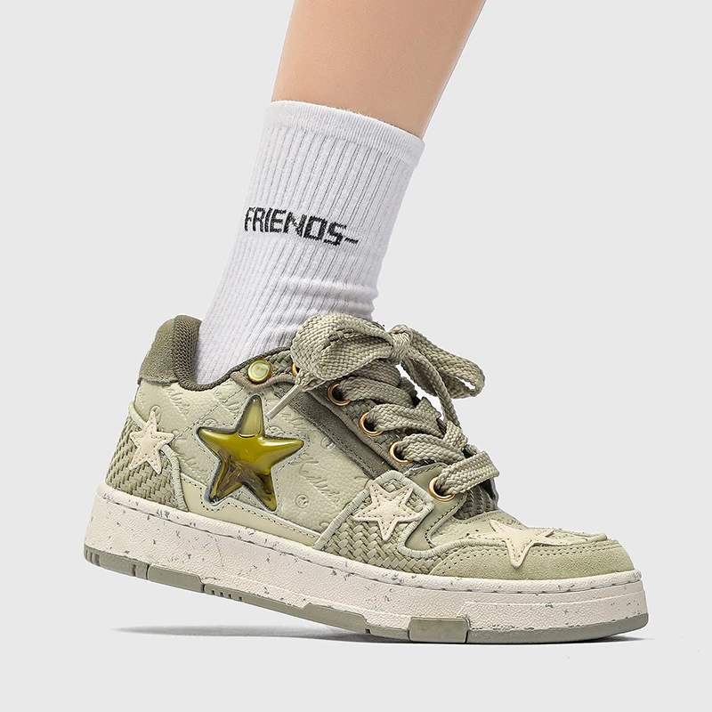 大码男鞋西湖龙井车澈原创厚底星星板鞋45国潮休闲小众情侣鞋子46