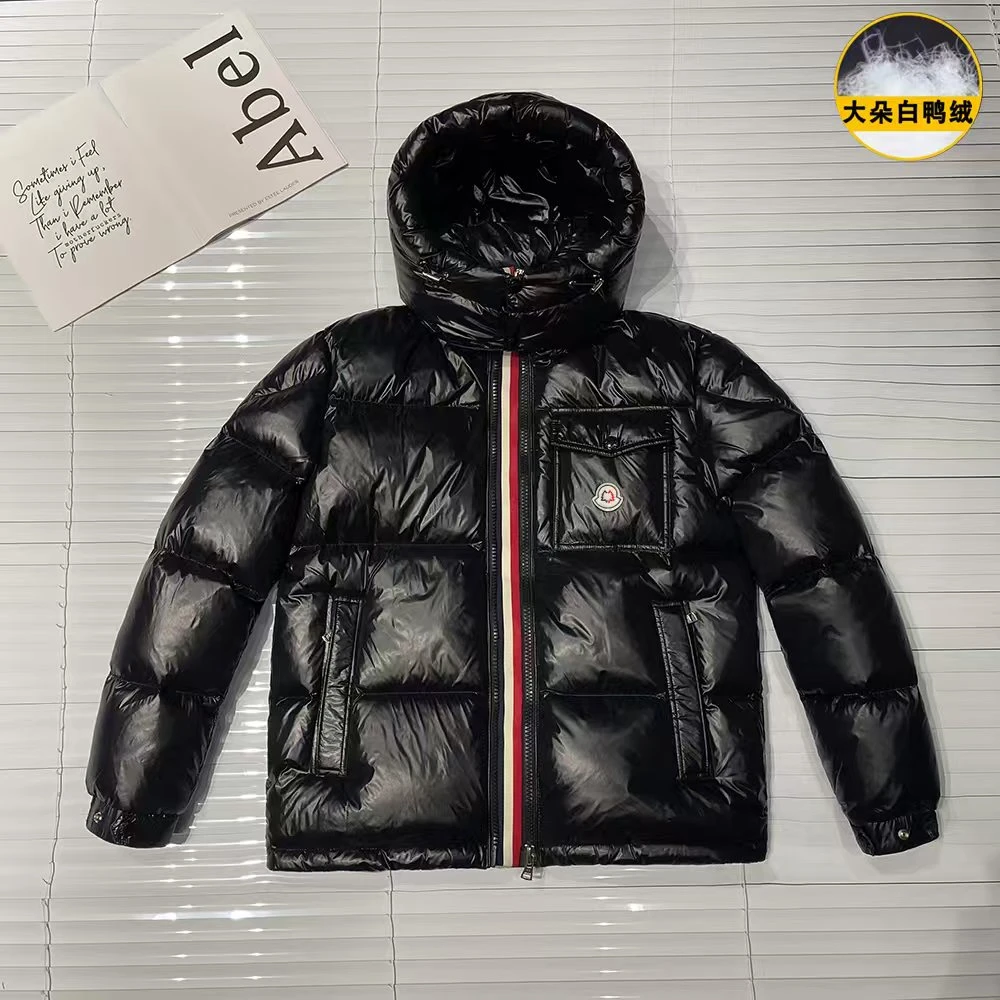 2025年冬季新款彩虹条羽绒服男女同款情侣款时尚潮流白鸭绒厚外套