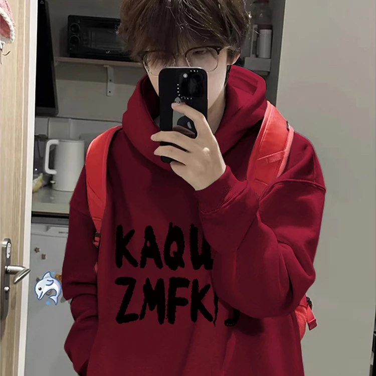 DIYUN/帝韵美式复古加绒连帽卫衣男秋冬潮牌街头重磅套头帽衫外套