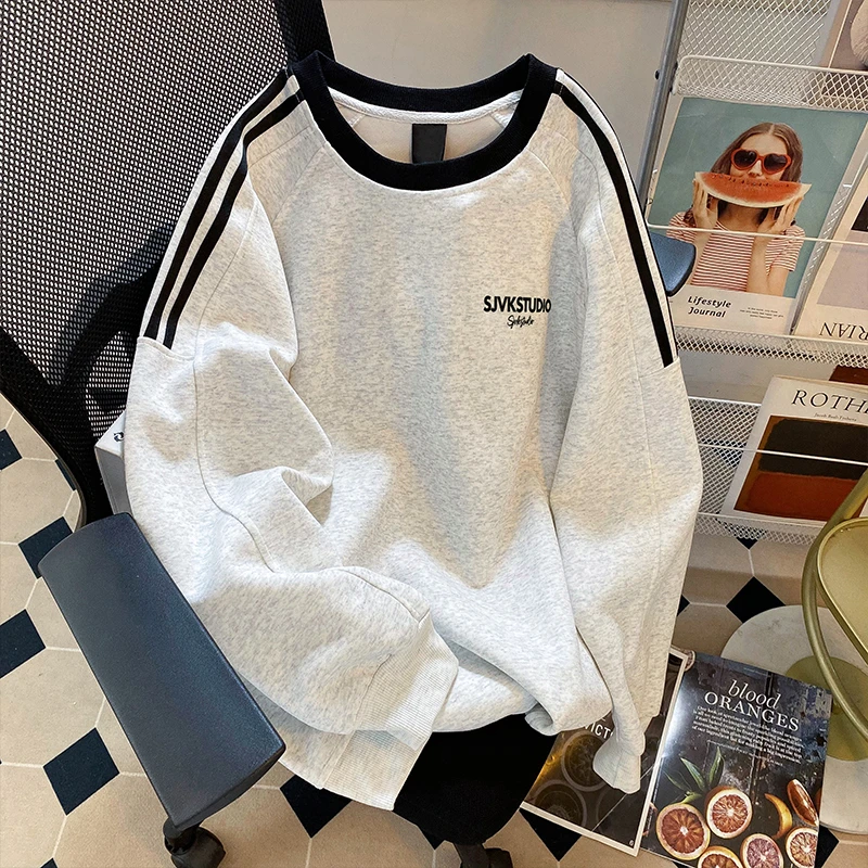 DIYUN/帝韵美式复古圆领字母卫衣男款春秋新款潮情侣宽松长袖上衣