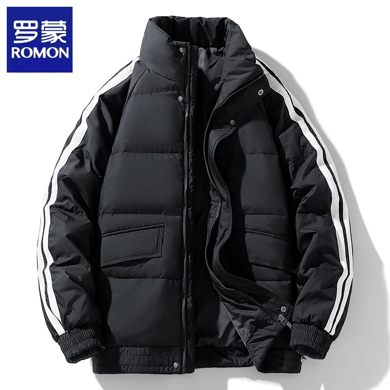 Romon/罗蒙90绒羽绒服秋冬男士运动休闲潮流保暖厚款立领商务外套