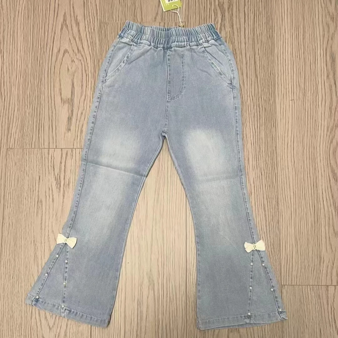 儿童牛仔喇叭裤女童大童喇叭裤春季夏季时尚开叉微喇百搭春款秋季