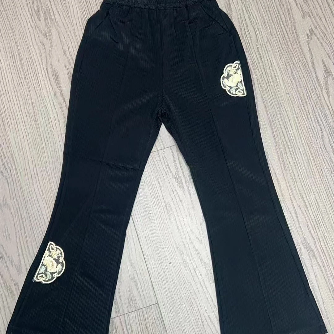 宽松儿童休闲棉裤休闲裤针织时尚黑色重工秋冬