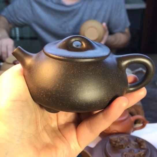 紫砂茶壶石瓢紫泥