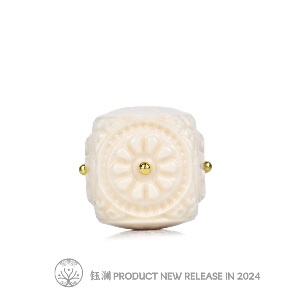 钰澜文玩猛犸牙格桑花六方12mm左右-精工百搭diy必备文玩配饰