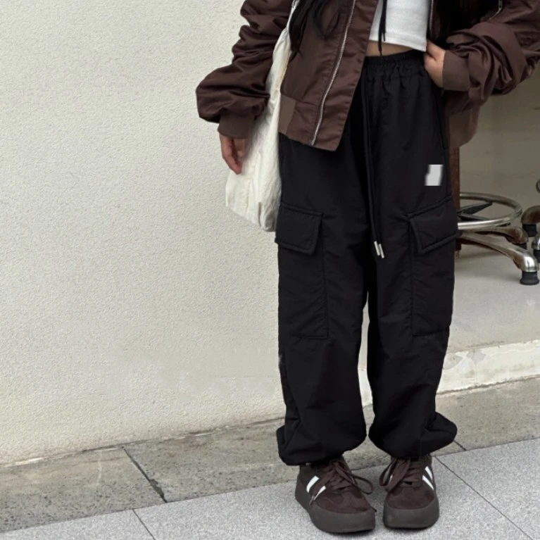025秋冬中性一体绒韩版工装裤直筒百搭宽松