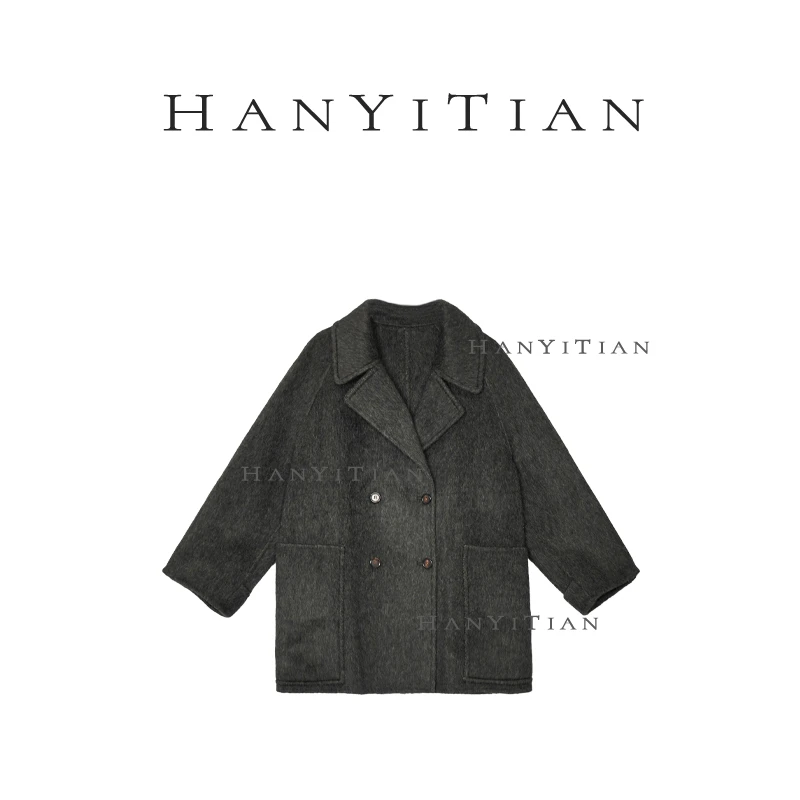 老板娘推荐【暮雪千山】绵羊毛长袖大衣高级长款骆驼绒外套323494