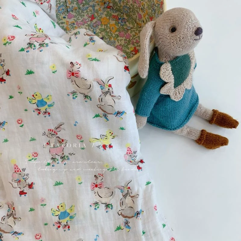 Favoria韩ins夏季儿童婴儿双层纱巾盖毯抱被子推车巾宝宝浴巾