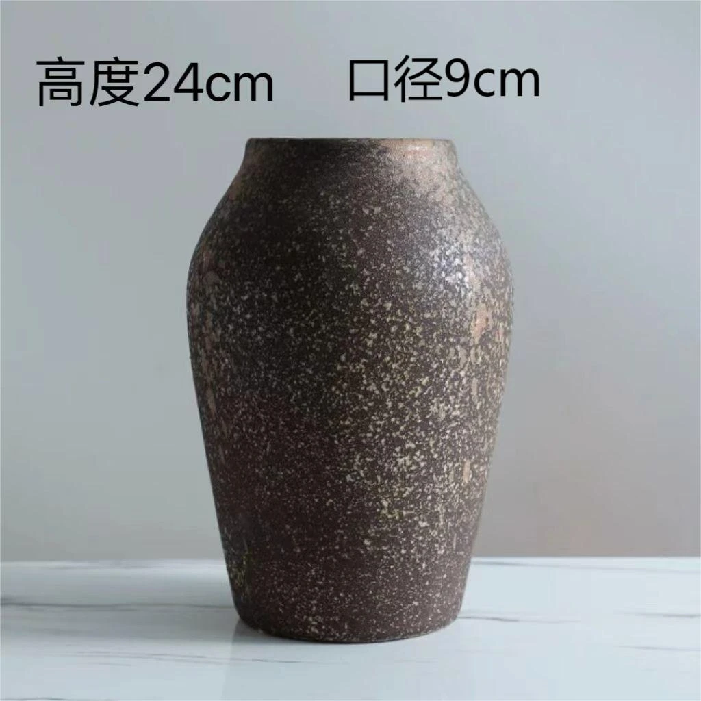 手工粗陶做旧花瓶陶罐子复古花器插花花瓶景德镇陶瓷
