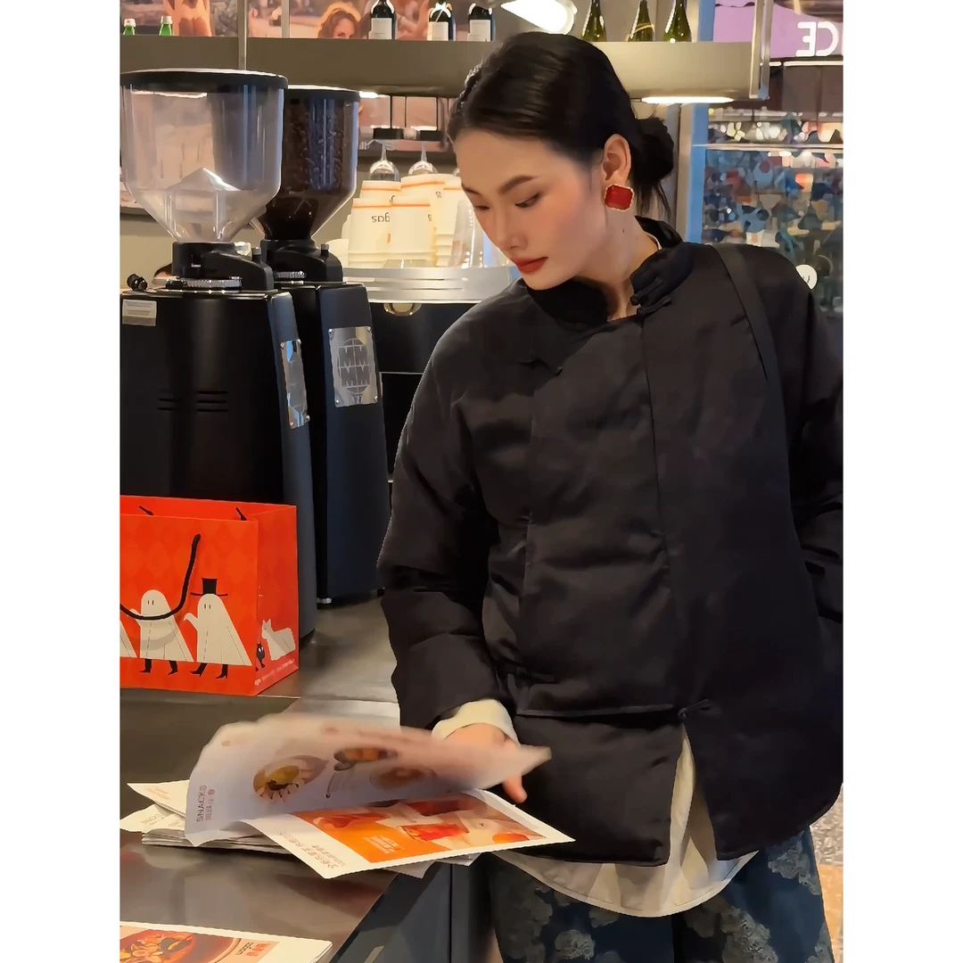 【吉娜王】「夜空蓝」国潮新中式休闲百搭羽绒服羽绒马甲