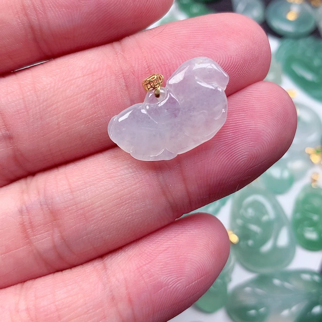 翡翠吊坠(不含链)18K金镶嵌