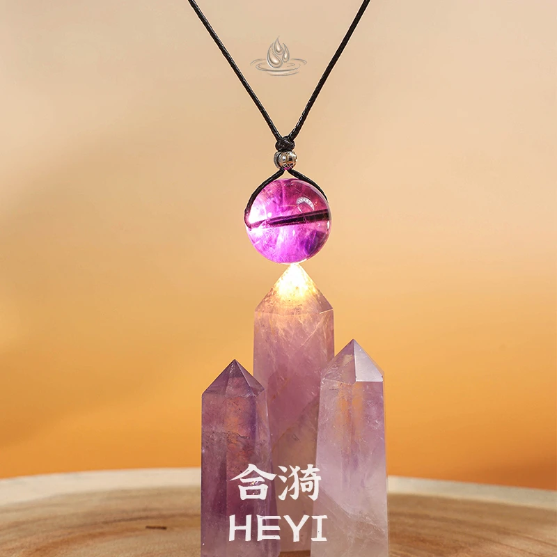 Somever X 合漪【熠彩】天然紫水晶大颗水晶球珠宝项链毛衣链