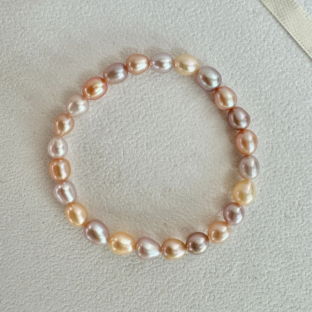 【糖果色胖美人】5.5-6.5mm天然淡水无核珍珠手串彩色糖果色手链