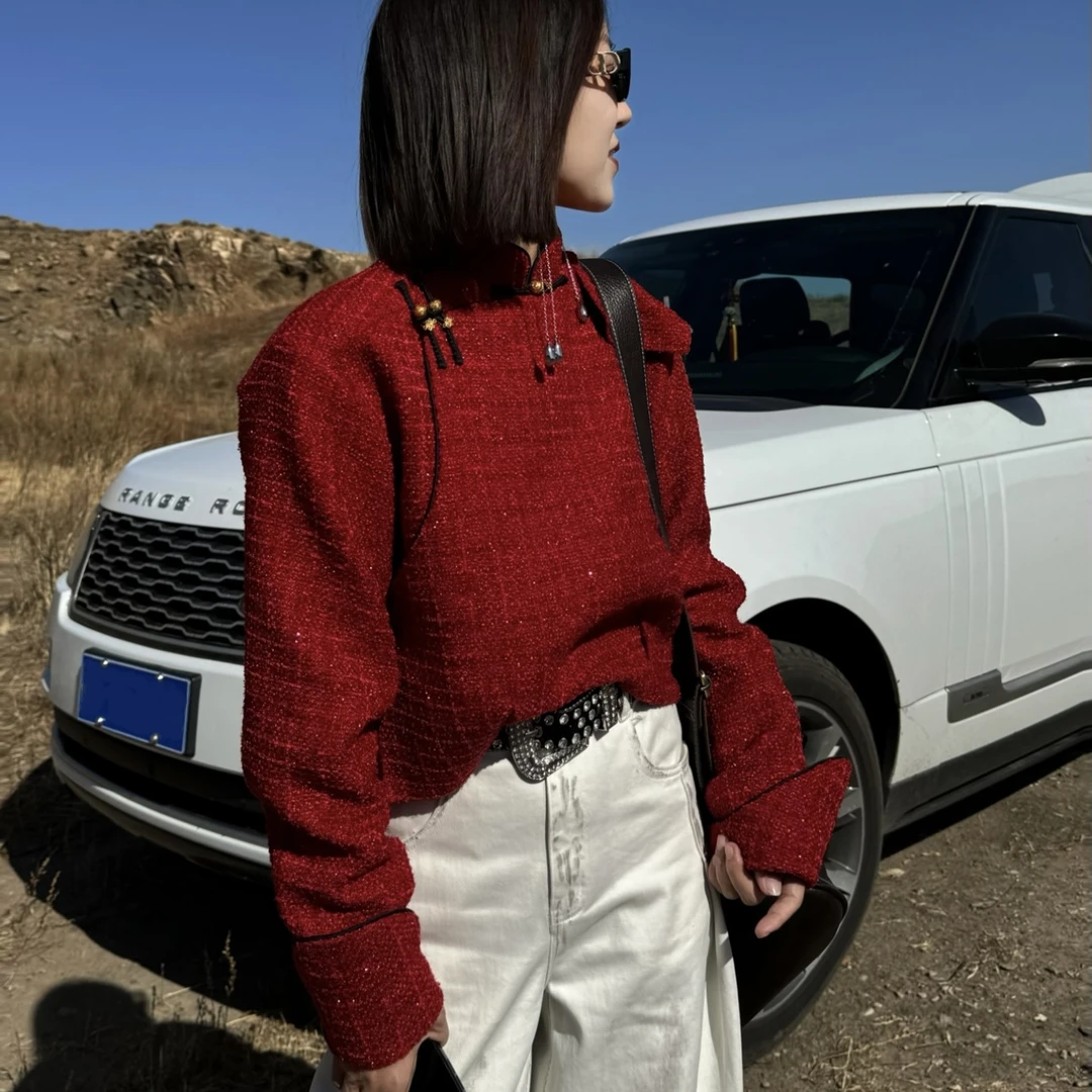 【卓日雅】9904马蹄袖小香风短款中国式蒙古族民族风外套上衣秋季女